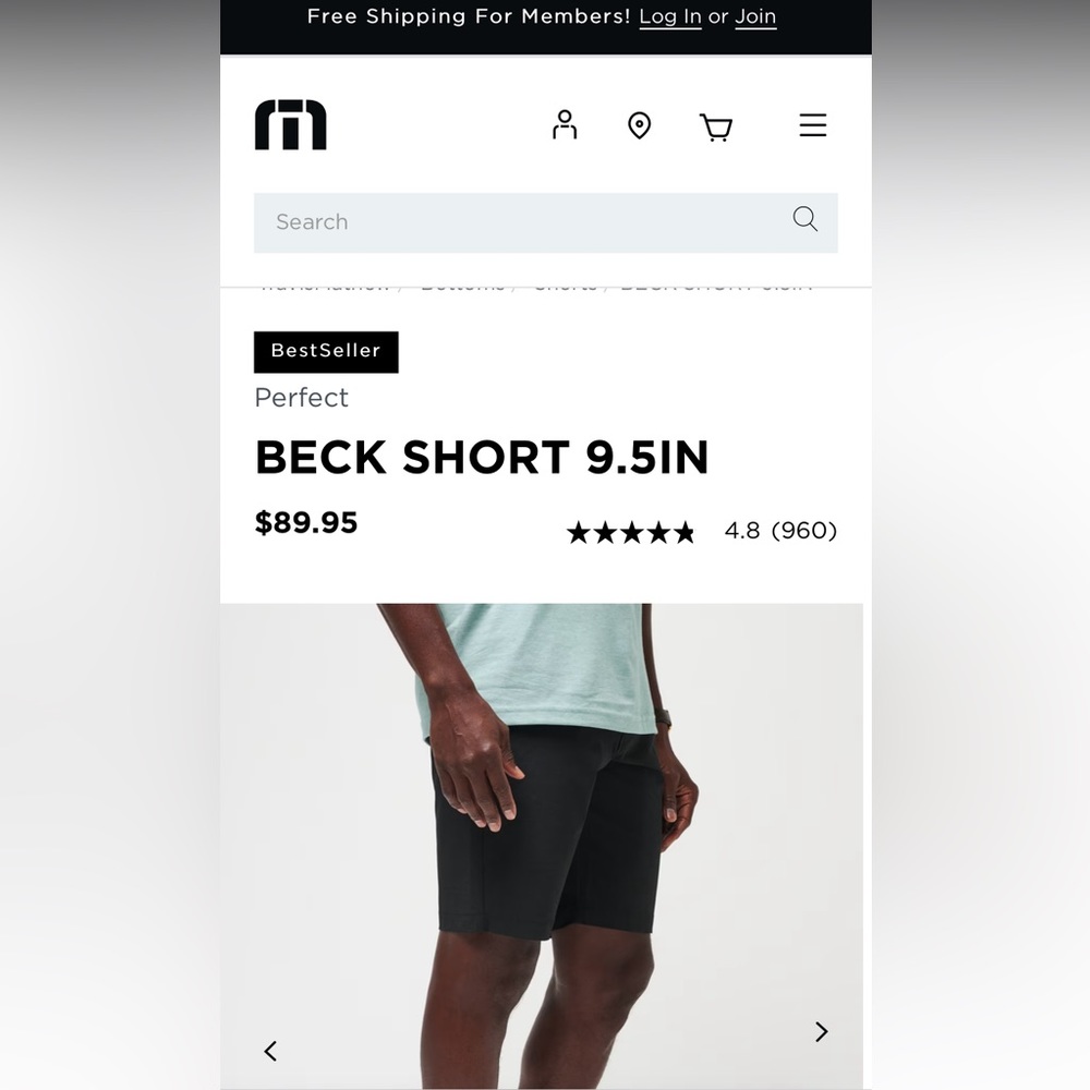 Travis Mathew true performance shorts in black size 34 New with tags